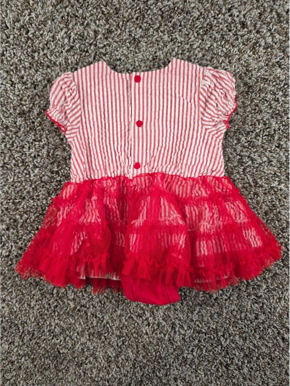 Disney Parks WDW Red Striped Minnie Mouse Tulle Skirt Dress Baby Size 12 months